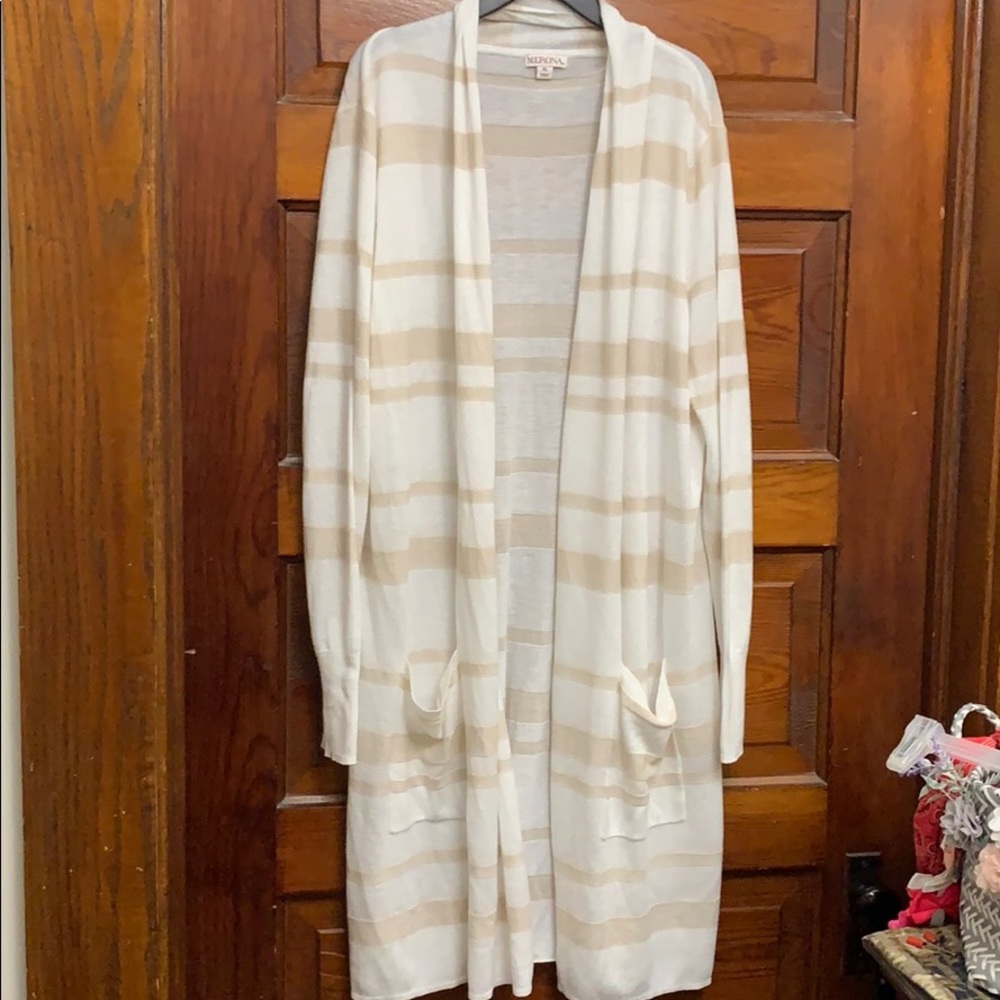 Merona tan cream striped cardigan